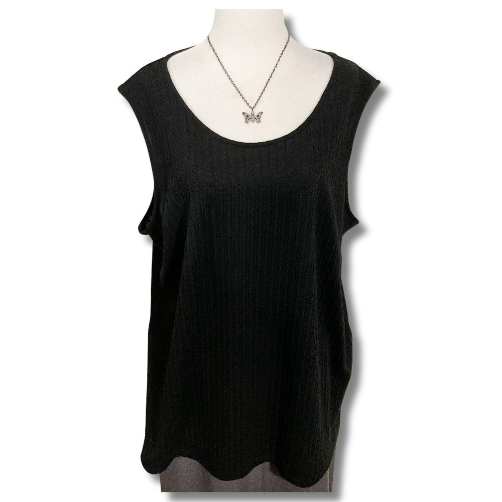 MR. MAX FASHIONS Plus size black scoop neck cableknit sleeveless top ~ 2X XXL 3X